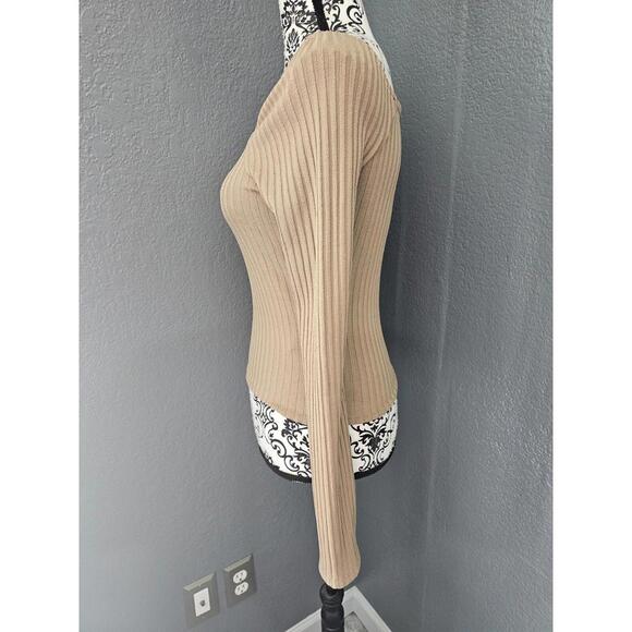 Women's Madewell Long Sleeve Blouse Stripes Size Small Brown Form Fitting - Picture 7 of 12